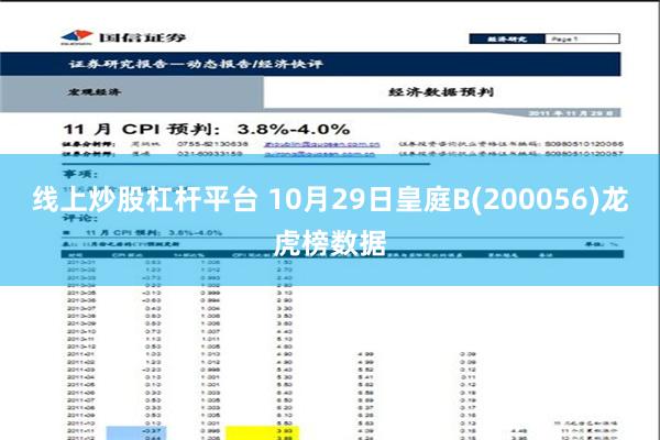 线上炒股杠杆平台 10月29日皇庭B(200056)龙虎榜数