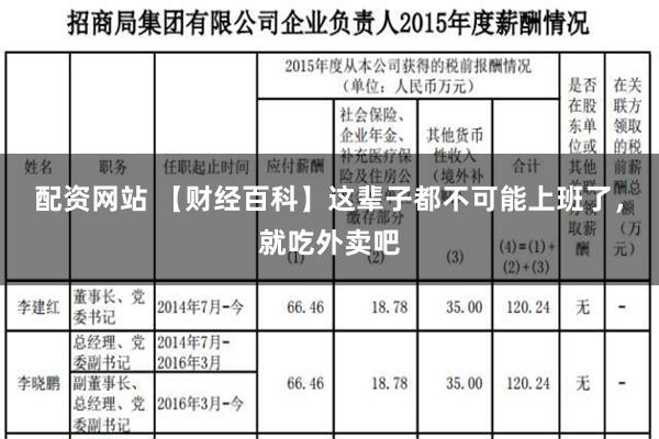 配资网站 【财经百科】这辈子都不可能上班了，就吃外卖吧